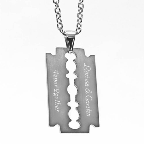 Anhänger mit Gravur Rasierklinge matt