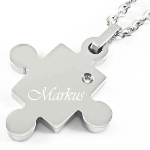 Gravuanhänger Puzzle mit Zirkonia