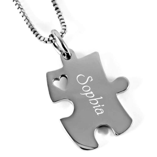 Anhänger mit Gravur Puzzle mit Herz