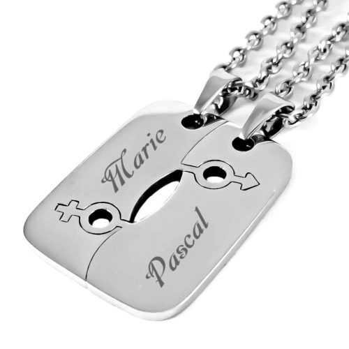 Partner-Anhänger mit Gravur Symbole silber