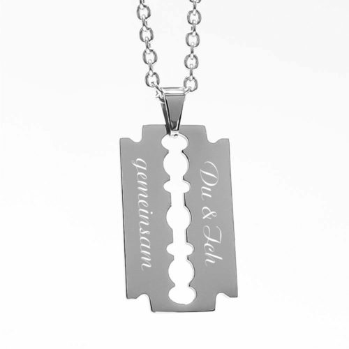 Anhänger mit Gravur Rasierklinge glänzend/matt