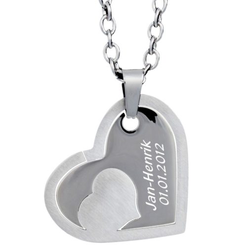 Anhänger mit Gravur Herz in Herz silber