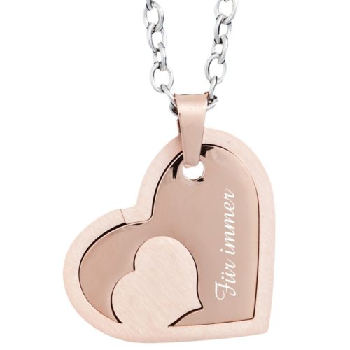 Anhänger mit Gravur Herz in Herz rosegold