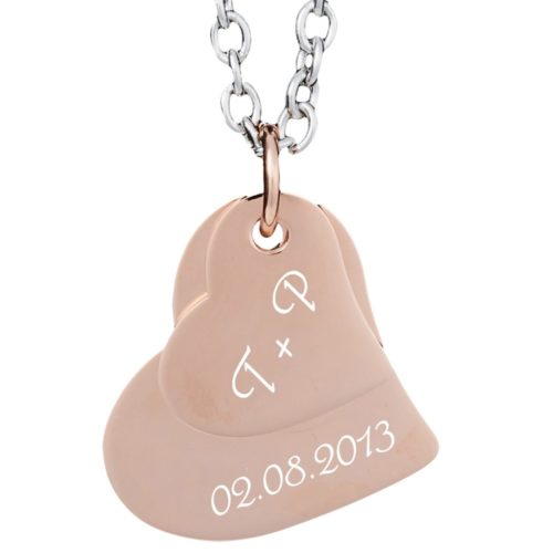 Anhänger mit Gravur doppeltes Herz rosegold