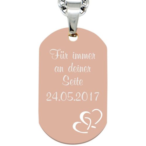 Gravuranhänger Dogtag - Herzen -mit Deinem Text-rose