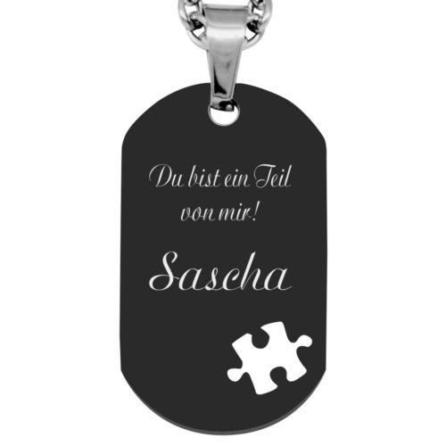 Anhänger Dogtag- Puzzle du bist ein Teil von mir- schwarz