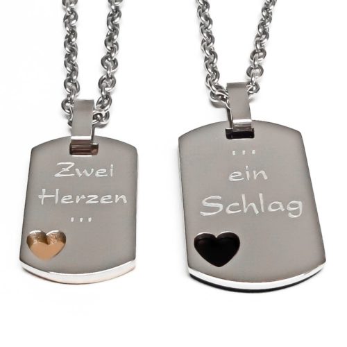 Partner-Anhänger mit Gravur Double Cut-Out-Heart