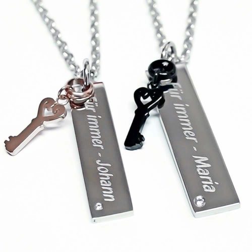 Partner-Anhänger Schlüssel mit Gravur