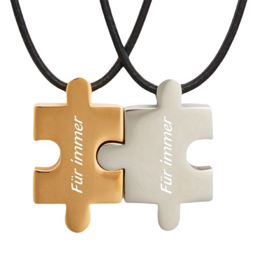 Partner-Anhänger Puzzle mit Gravur gold silber
