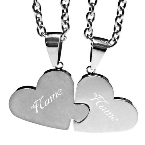 Partner-Anhänger mit Gravur Herz-Puzzle