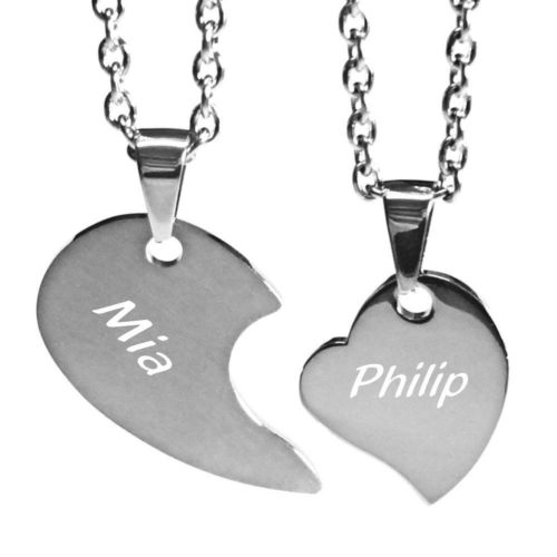 Partner-Anhänger mit Gravur Herz 2-part