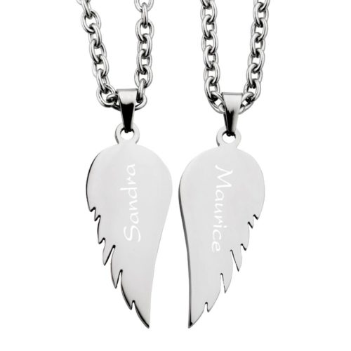 Partner-Anhänger mit Gravur Flügel