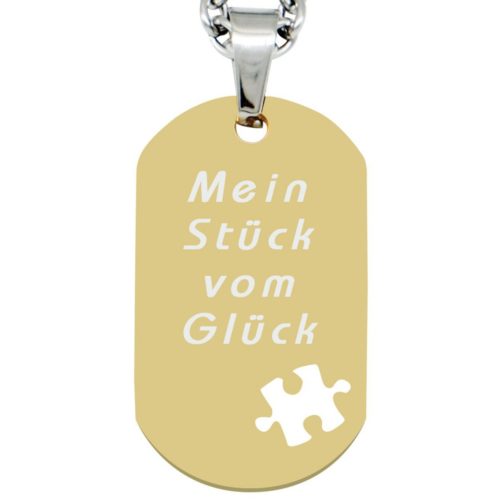 Kettenhänger Dogtag - Puzzle mit Deinem Wunschtext- gold