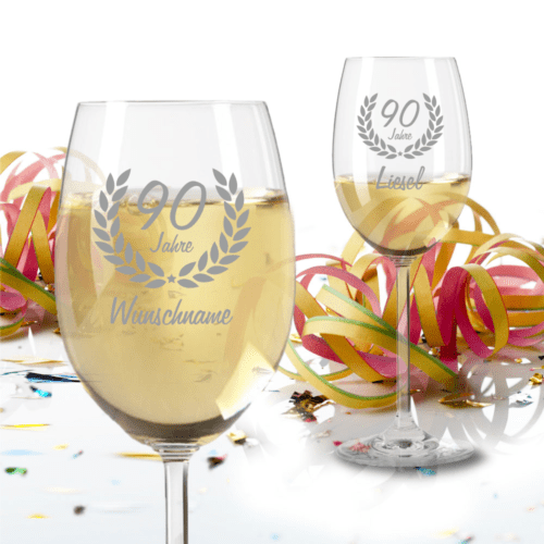 Personalisiertes Weißweinglas von Leonardo zum 90. Geburtstag