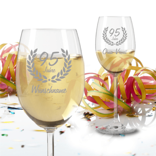Personalisiertes Weißweinglas von Leonardo zum 95. Geburtstag
