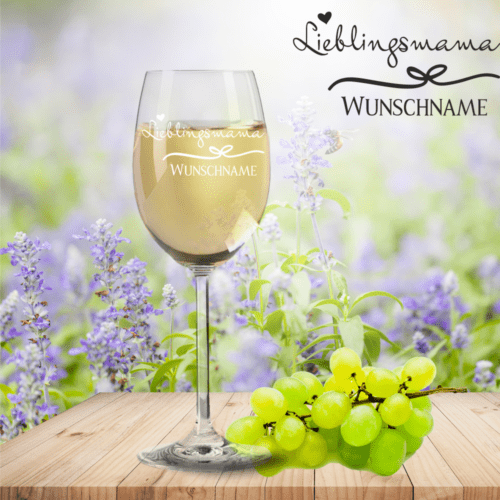 Weißweinglas von Leonardo Lieblingsmama mit Namensgravur