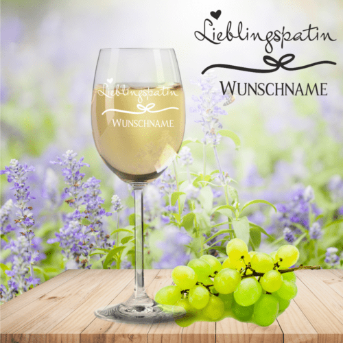 Weißweinglas von Leonardo Lieblingspatin mit Namensgravur