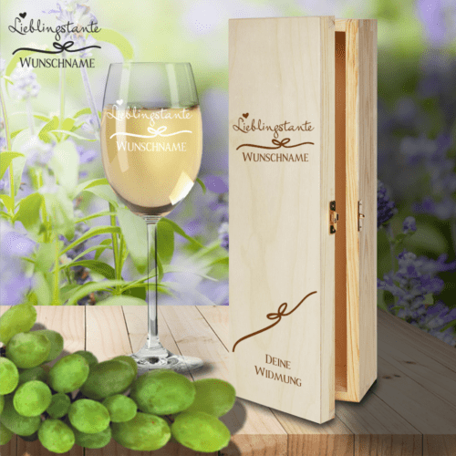 Geschenk Box und Weißweinglas von Leonardo Lieblingstante mit...