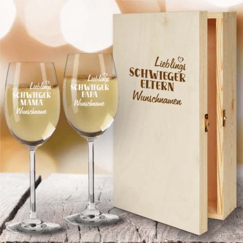 Geschenkbox Weißweingläser von Leonardo mit Gravur...