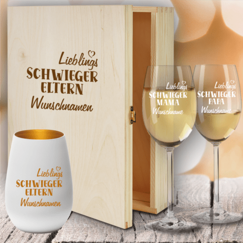 Geschenkbox Weißweingläser von Leonardo mit Windlicht für Deine...