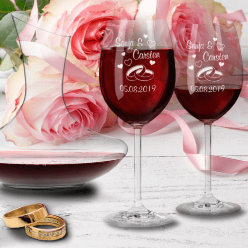 Personalisiertes Leonardo Geschenk-Set zur Hochzeit: Rotweingläser...