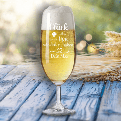personalisiertes Bierglas Glück ist einen Opa... mit Wunschnamen