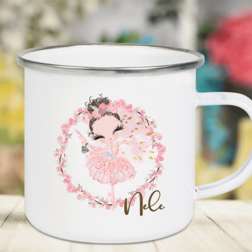 Emaille Tasse Kinder mit Deinem Namen Ballerina