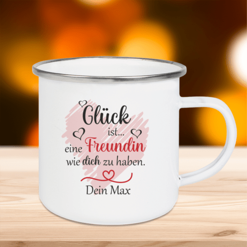 Personalisierte Tasse Emaille Glück ist... Freundin