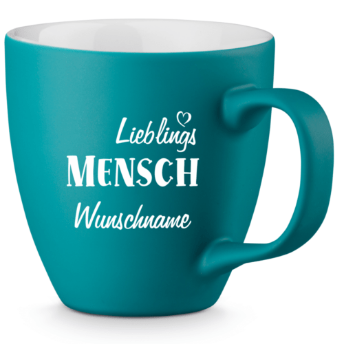 Mattierte Tasse mit Gravur Lieblings-Mensch - verschiedene Farben