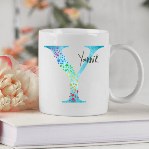 personalisierte Tasse Buchstabentasse Initial Sterne mit...
