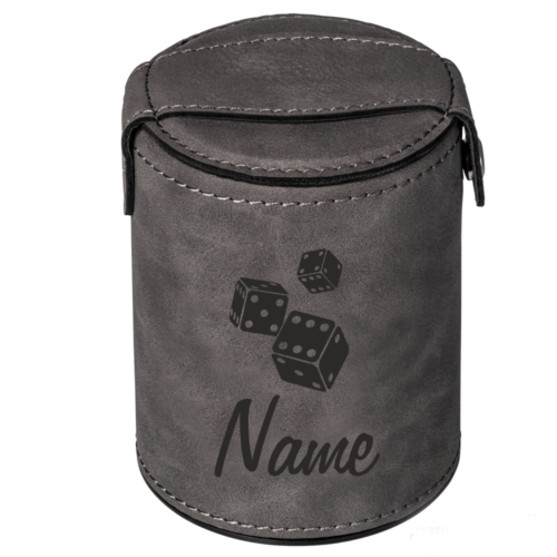 Würfelbecher mit Wunschnamen und Motiv Würfel