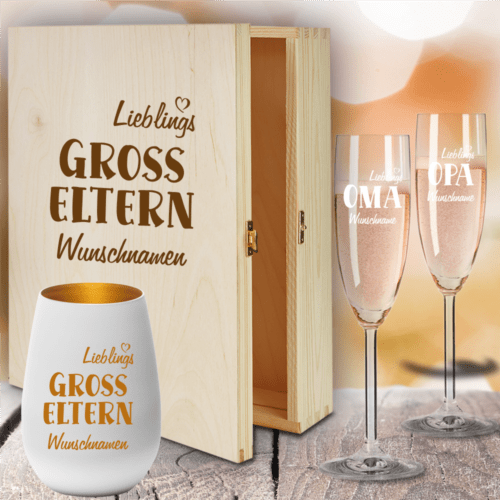 Geschenkbox Sektgläser von Leonardo mit Windlicht für Deine...