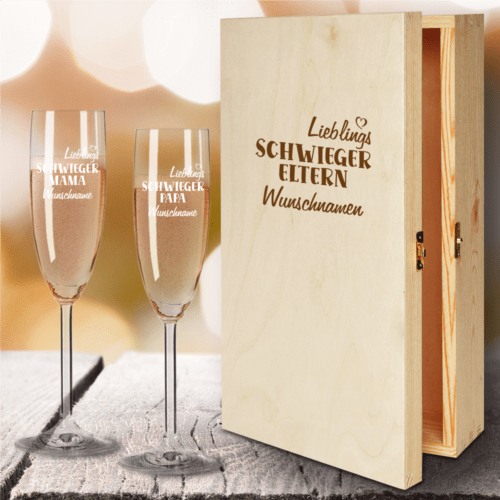 Geschenkbox Sektgläser von Leonardo mit Gravur...