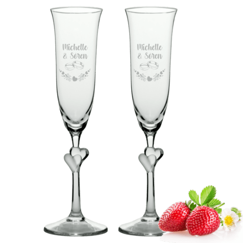personalisierte Sektgläser-Set Herzen Motiv:Ringe 2