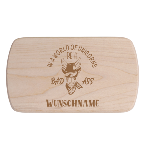 Frühstücksbrett mit Gravur Bad Ass