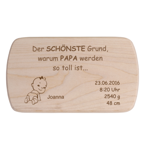 Frühstücksbrett für Papa mit Gravur zur Geburt