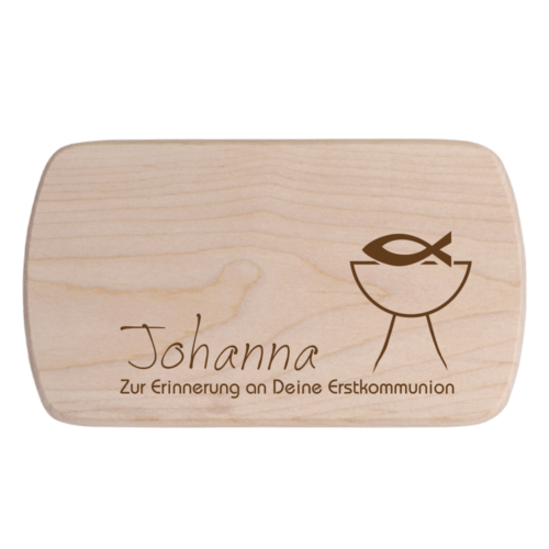 Frühstücksbrettchen mit Gravur Fisch zur Erstkommunion