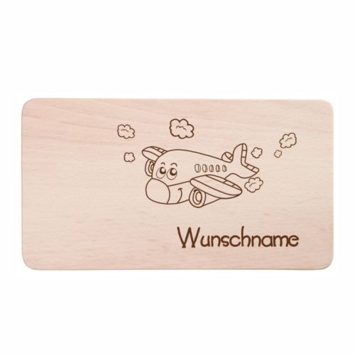 Frühstücksbrettchen für Kinder - Wunschname Flugzeug