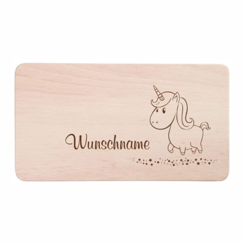 Kinder-Frühstücksbrettchen - Einhorn Wunschname