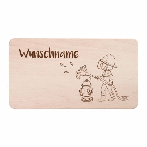 Kinder-Frühstücksbrettchen Feuerwehr mit Wunschnamen