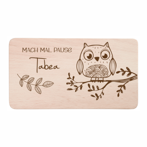 Frühstücksbrettchen Eule mit Wunschnamen