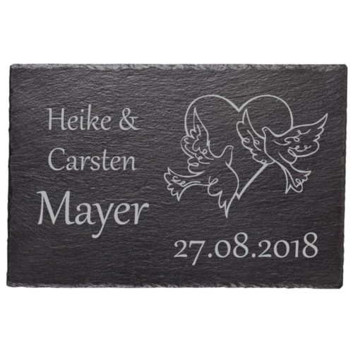 Schiefertafel mit deinen Wunschnamen - Turteltauben