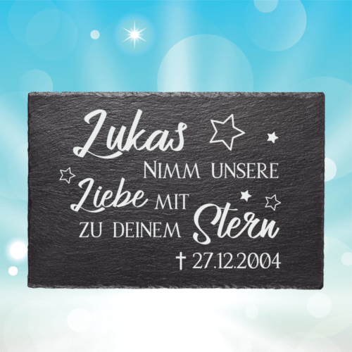 Schiefertafel Gedenktafel Sternenkind - Nimm unsere Liebe