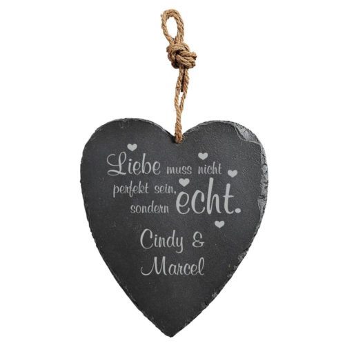 Herz-Schiefertafel mit Gravur - Liebe