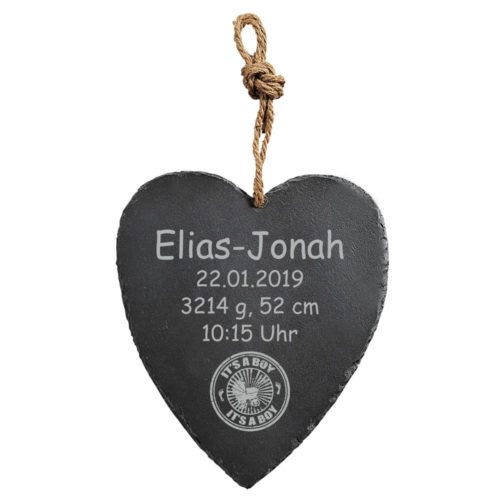 Herz-Schiefertafel zur Geburt -It´s a boy