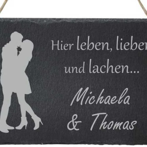Haustürschild Schiefer mit Deinem Namen -Paar