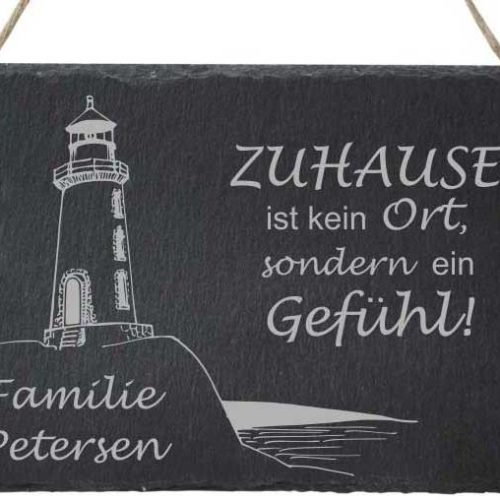 Türschild Schiefer mit Namen Leuchtturm