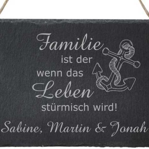 Türschild Schiefer mit Gravur - Familie