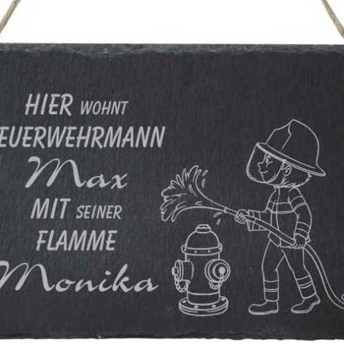 Türschild Schiefer mit Deinem Namen -Feuerwehr