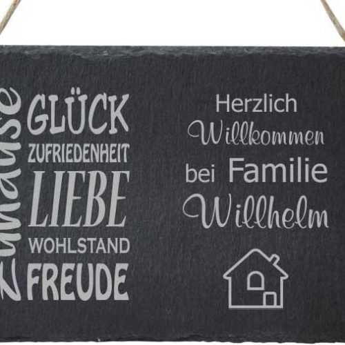 Türschild Schiefer Zuhause mit Deiner Namensgravur